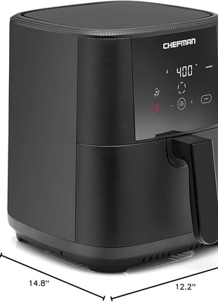 Chefman TurboFry Touch Air Fryer, The Most Compact And Healthy Way To Cook Oil-Free, One-Touch Digital Controls And Shake Reminder For The Perfect Crispy And Low-Calorie Finish, 5 Quart