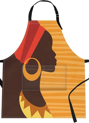 Britimes Apron Home Kitchen Cooking Baking Gardening for Women Men With Pockets African American Woman Girl Folk 32x28 inch