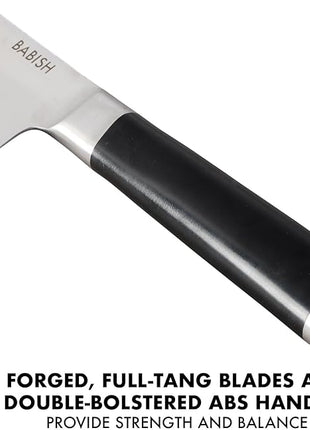 Babish 14-Piece Full Tang Forged Kitchen Knife Set – High-Carbon 1.4116 German Steel Cutlery with Protective Sheaths – Professional Chef Knife Set