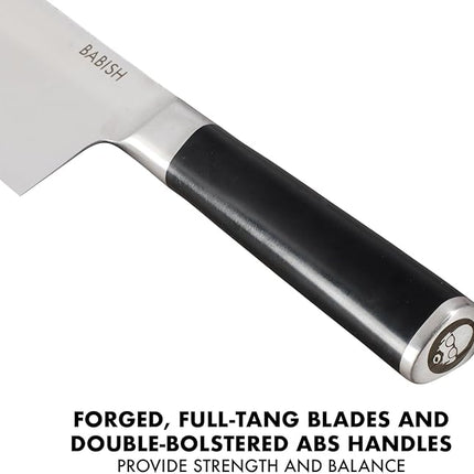 Babish 14-Piece Full Tang Forged Kitchen Knife Set – High-Carbon 1.4116 German Steel Cutlery with Protective Sheaths – Professional Chef Knife Set