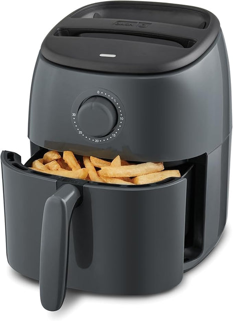 DASH Tasti-Crisp™ Express Air Fryer Oven, 2.6 Qt., Gray – Compact Air Fryer for Healthier Food in Minutes, Ideal for Small Spaces - Auto Shut Off, Analog, 1000-Watt