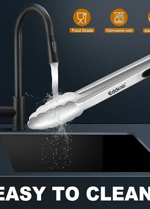 Grill Tongs, Bbq tongs - 12" and 17 Inch Extra Long Kitchen Tong, Heat Resistant 600 Degrees Stainless Steel tongs, Metal Locking Tong for Cooking, Grilling, Outdoor Barbecue, Set of 2