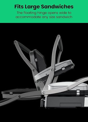 Chefman 5-in-1 Digital Panini Press Grill Sandwich Maker and Griddle Grill Combo with Removable, Reversible Dishwasher-Safe Grilling Plates, Opens 180° for Indoor BBQ /Flat Top Grill, Stainless steel