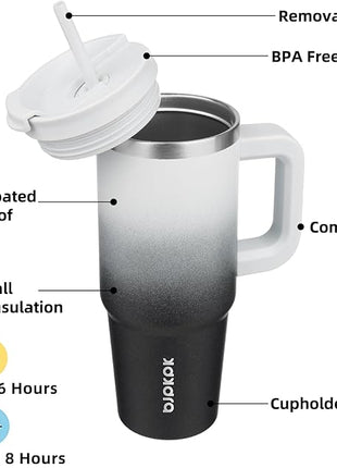 BJPKPK 30 oz Insulated Tumbler With Lid And Straw Stainless Steel Tumblers Cup With Handle For Women And Men,Day And Night