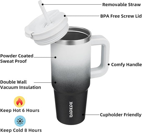 BJPKPK 30 oz Insulated Tumbler With Lid And Straw Stainless Steel Tumblers Cup With Handle For Women And Men,Day And Night