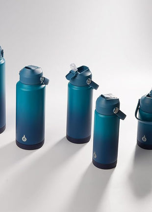 BJPKPK Insulated Water Bottle with Straw Lid, 12oz Thermo Water Bottles with Soft Nozzle, Flex Handle & Non-slip Boot, BPA Free Leak Proof Stainless Steel Metal Thermo, Tumblers, Cups,Vast