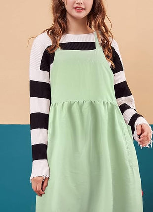 Uaussi Cotton Linen Apron Cross Back Work Apron for Women with Pockets Pinafore Dress X Cross Halter Apron for Chef Gardening