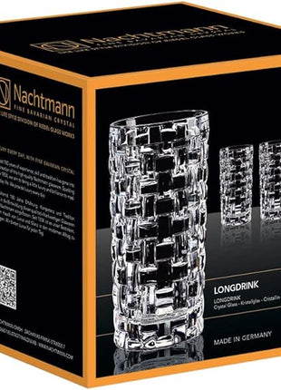 Nachtmann Dancing Stars Bossa Nova Collection, Long Drink Glass Set of 4 Clear Crystal Glass, for cocktails and cold Beverages 14-Ounce, Dishwasher safe