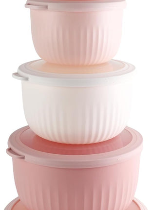 COOK WITH COLOR Prep Bowls with Lids- Wide and Deep Nesting Plastic Small Mixing Bowl Set with Lids, 12 Piece Set - Deep Bowls, Pink