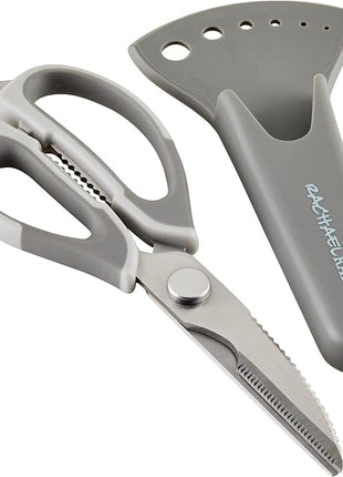 Rachael Ray Professional Multi Shear Kitchen Scissors with Herb Stripper and Sheath, 2 Piece, Gray