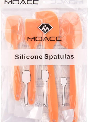 Silicone Spatulas Set, Rubber Spoon Spatula Heat Resistant Spoonula One Piece Design Seamless Spatula Non-Stick Scrapers Baking Mixing Tool (Orange Set)
