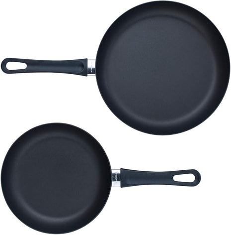 Scanpan Classic 2-Piece Nonstick Fry Pan Set, 10 1/4-inch and 12 1/2-inch – Compatible with Gas and Electric Stovetops, Metal Utensil Safe, Oven Safe to 500°F, Dishwasher Safe, Black