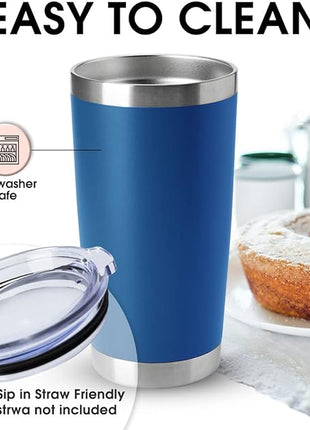 HASLE OUTFITTERS 20oz Tumblers Stainless Steel Mugs with Lid Double Wall Vacuum Insulated Coffee Cups for Cold & Hot Drinks (20oz-Dark Blue, 8 Pack)