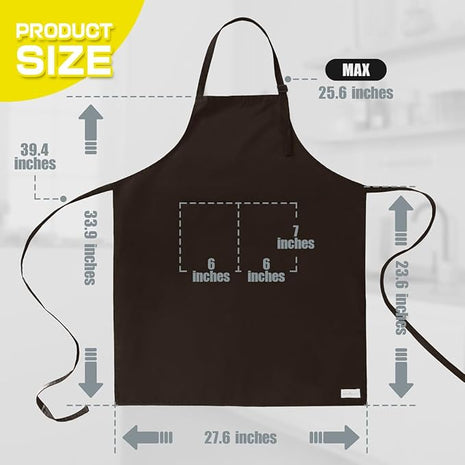 ROTANET Extra Large Apron for Men Adjustable Bib Aprons with 2 Pockets Cooking Kitchen Women Chef Water & Oil Resistant