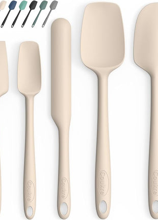 Coukre Silicone Spatula Set of 5,High Temperature Resistant, Food Grade Silicone, Dishwasher Safe, for Baking, Cooking (Pure Beige)