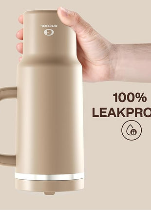 ENCOOL 40 oz Tumbler with Handle and Straw: Stainless Steel Insulated Tumbler Keeps Cold for 24 Hours, Leakproof Travel Cup Fits in Cup Holder and BPA-Free,Raw Umber