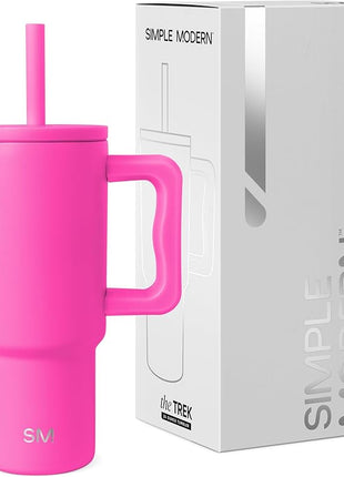 Simple Modern Kids 24 oz Tumbler with Handle and Silicone Straw Lid | Spill Proof and Leak Resistant | Reusable Stainless Steel Bottle | Gift for Kids Boys Girls | Trek Collection | Raspberry Vibes