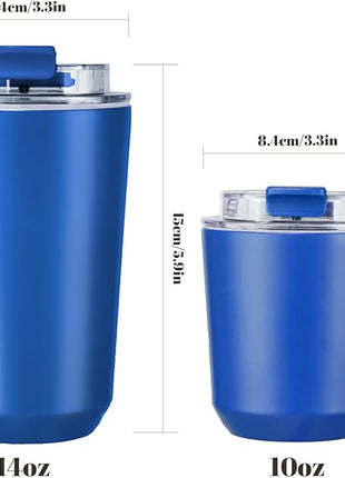 Puraville Insulated Tumblers with Lid, 10 oz Travel Coffee Mug Stainless Steel Vacuum Cup, Leak Proof Reusable Double Walled Coffee Tumbler for Iced and Hot Drinks, Klein Blue