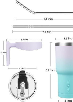 BJPKPK 30 oz Tumbler With Handle Stainless Steel Insulated Tumblers With Lid And Straw For Women,Lavender Green