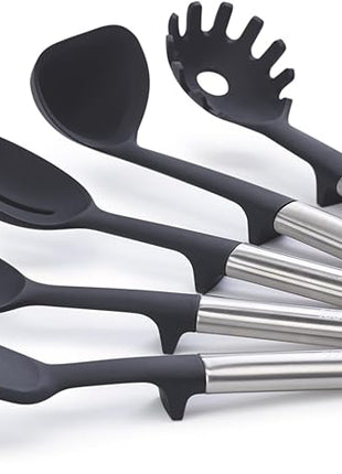 Joseph Joseph Elevate 5-piece Silicone Kitchen Utensils Carousel, BPA Free, Heat Resistant Non Stick Utensil Set, Weighted Stainless Steel Handles