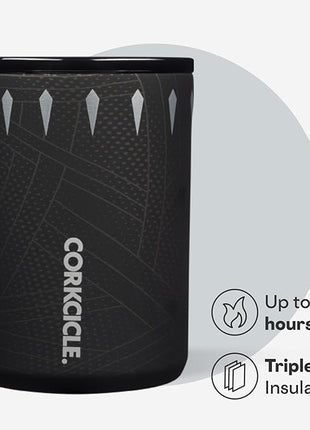 Corkcicle Classic Coffee Mug - Triple Insulated Stainless Steel for Travel - Shatter-Proof Lid - Keeps Drink Hot Over 3 Hours - Holiday Mug Gift - Great for Gifting Warmth - 16 oz - Black Panther