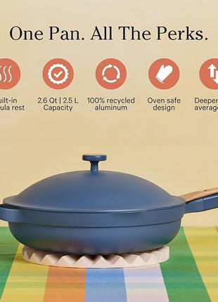 Our Place Always Pan 2.0-10.5” (2.6 Qt) Nonstick, Toxin-Free Ceramic Cookware | Patented 10-in-1 Aluminum Frying & Sauté Pan | Safe for Oven, Induction & All Cooktops up to 450°F | Blue Salt