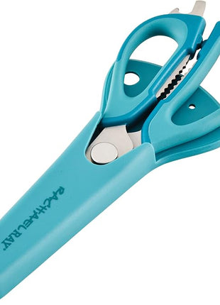 Rachael Ray Professional Multi Shear Kitchen Scissors with Herb Stripper and Sheath, 2 Piece, Agave Blue