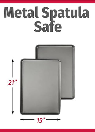 GoodCook Everday Nonstick Carbon Steel 15” x 21” Baking Sheet Set, 2 Pack – Extra-Large Carbon Steel Cooking Pans, Bakeware Set, Cookie Sheets for Baking, Oven Pan Set