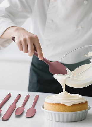 Coukre Silicone Spatula Set of 5,High Temperature Resistant, Food Grade Silicone, Dishwasher Safe, for Baking, Cooking (Pure Wine)