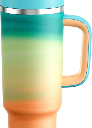 40 oz Tumbler with Handle and Straw: Stainless Steel Insulated Tumbler Keeps Cold for 24 Hours, Leakproof Travel Cup Fits in Cup Holder and BPA-Free, Avenue