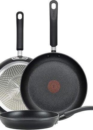 T-fal Experience Non Stick Fry Pan Set 3 Piece, 8, 10.25, 12 Inch Induction Oven Broiler Safe 400F, Cookware, Kitchen Cooking Set, Pots and Pans, Skillets, Frying Pans, Dining, Dishwasher Safe, Black