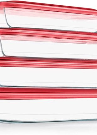 KOMUEE 8 Pieces Glass Baking Dish with Lids Rectangular Glass Baking Pan Bakeware Set with BPA Free Lids, Baking Pans for Lasagna, Leftovers, Cooking, Kitchen, Fridge-to-Oven, Red