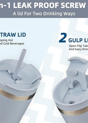 BJPKPK 34oz Stainless Steel Insulated Tumbler With lid And Straw Travel Coffee Thermal Tumblers Cup For Women And Men,Modern Blue