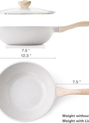 Kordisen Ceramic Wok Pan, 12 Inch Nonstick Wok with Lid, Healthy Non Toxic Woks & Stir-fry Pans for Cooking, Induction Cookware, PFOA & PFAS Free