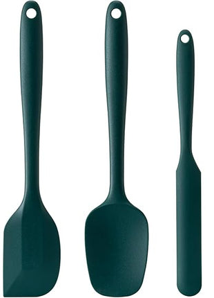 Silicone Spatula Set, 5 Piece Food Grade Rubber Spatulas for Baking, Cooking, and Mixing High Heat Resistant Non Stick Dishwasher Safe BPA-Free (Dark Green)