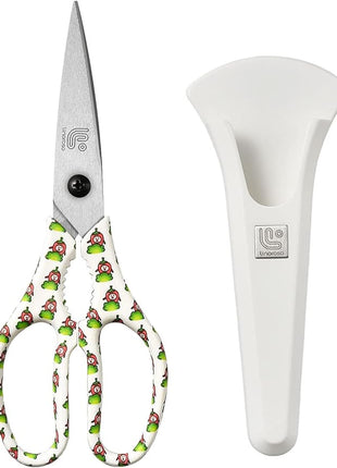 Linoroso Kitchen Scissors Heavy Duty Kitchen Shears with Magnetic Holder Made with Japanese Steel 4034, Multipurpose Ultra Sharp Cooking Scissors for Meat/Vegetables/BBQ/Herbs/Pizza (Graphic,Chili)