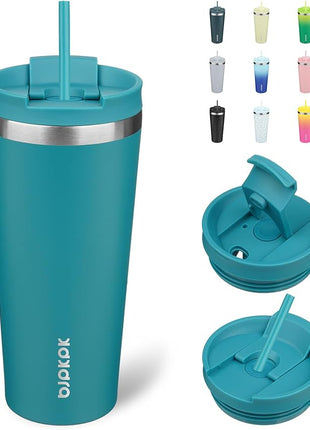 BJPKPK 22oz Tumbler With lid And Straw Stainless Steel Travel Coffee Mug Insulated Tumblers Cups,Laguna