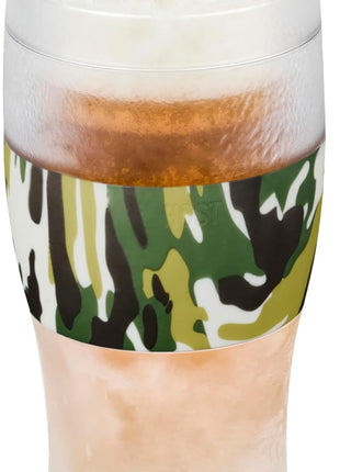 Host FREEZE Beer Glasses, Frozen Beer Mugs, Freezable Pint Glass Set, Insulated Beer Glass to Keep Your Drinks Cold, Double Walled Insulated Glasses, Tumbler for Iced Coffee, 16oz, Green Camo
