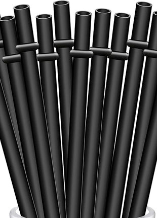 ALINK 12-Pack Reusable Black Straws, 10.5" Long Hard Plastic Tumbler Replacement Straws for 16 OZ 20 OZ 30 OZ Stanley, YETI, Mason Jar, Starbucks Tumblers, Set of 10 with Cleaning Brush
