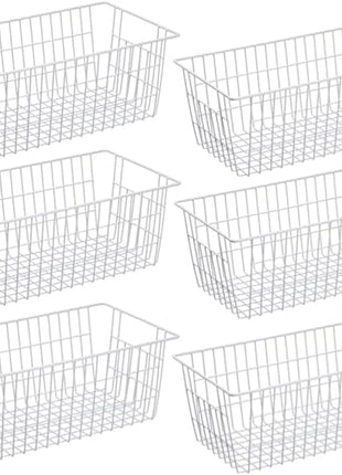 Slideep Farmhouse Freezer Baskets Organizer Storage Bins Large Organizer Baskets for Storage, Office, Bathroom, Pantry Organization Storage Bins Rack with Handles 6 Pack