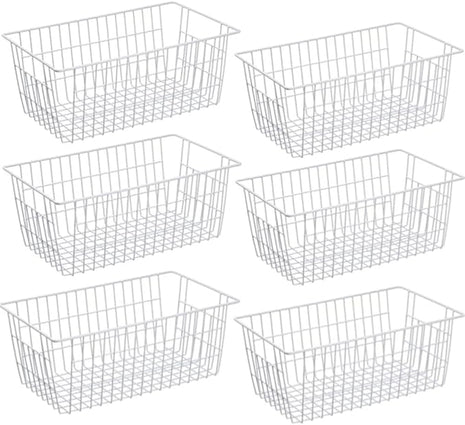 Slideep Farmhouse Freezer Baskets Organizer Storage Bins Large Organizer Baskets for Storage, Office, Bathroom, Pantry Organization Storage Bins Rack with Handles 6 Pack