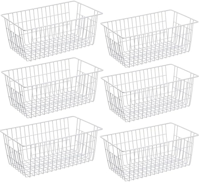 Slideep Farmhouse Freezer Baskets Organizer Storage Bins Large Organizer Baskets for Storage, Office, Bathroom, Pantry Organization Storage Bins Rack with Handles 6 Pack