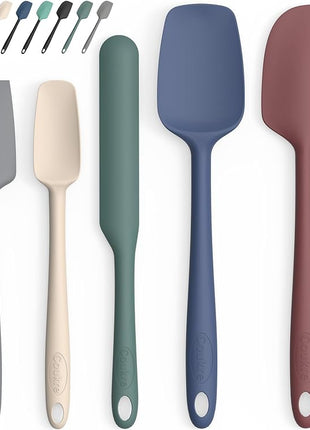 Coukre Silicone Spatula Set of 5,High Temperature Resistant, Food Grade Silicone, Dishwasher Safe, for Baking, Cooking (Pure Colorful A)