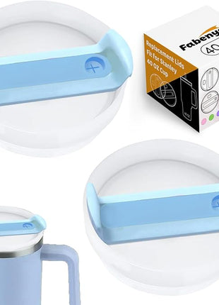 40 OZ Tumbler Lid Replacement Fit for Stanley Cup, 2 Pack Replacement Lids, Spill Proof Tumbler Covers for Stanley Cup Accessories (Opaque - Azure)