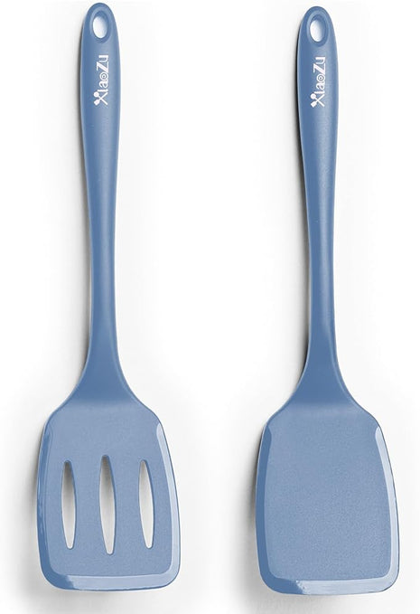 600˚F Heat Resistant Silicone Spatula Set, 13.6" Kitchen Spatula Turners for Non Stick Cookware, Flexible Spatulas with Thin Edges, Seamless Cooking Utensils for Fish, Eggs, Pancakes, Starry Blue