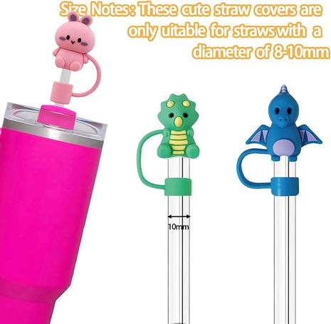 9Pc Straw Cover for Stanley Cup, Silicone Straw Topper for Stanley Cup 30&40oz with Tumblers, 10mm 0.4in Lid Accessories (Reusable)