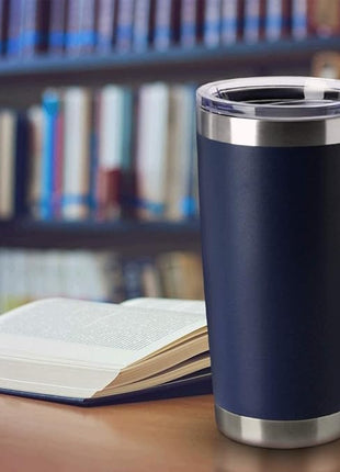 HASLE OUTFITTERS 20oz Tumblers Stainless Steel Mugs with Lid Double Wall Vacuum Insulated Coffee Cups for Cold & Hot Drinks (20oz-Navy, 12 Pack)