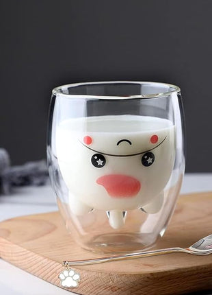 Unicorn Mug Cute Mugs Glass Double Wall Insulated Glass Espresso Cup, Coffee Cup, Tea Cup, Milk Cup, Kawaii Gifts, for women girls friends, Christmas Birthday (Unicorn)