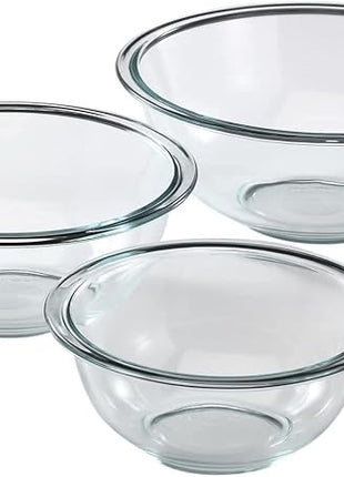 Pyrex Essentials (3-Piece) Glass Mixing Bowls Set For Prepping, Baking and Cooking, Preheated Oven, Dishwasher, Freezer, and Microwave Safe