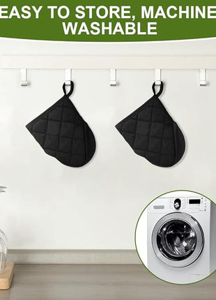 AUAUY Mini Oven Mitts, 2 Count Small Oven Mitt 220℃/428°F Heat Resistant with Non-Slip Surface and Hanging Loop Mits, Kitchen Mittens Oven Mitts, Kitchen Gloves for Oven, Baking and Grilling